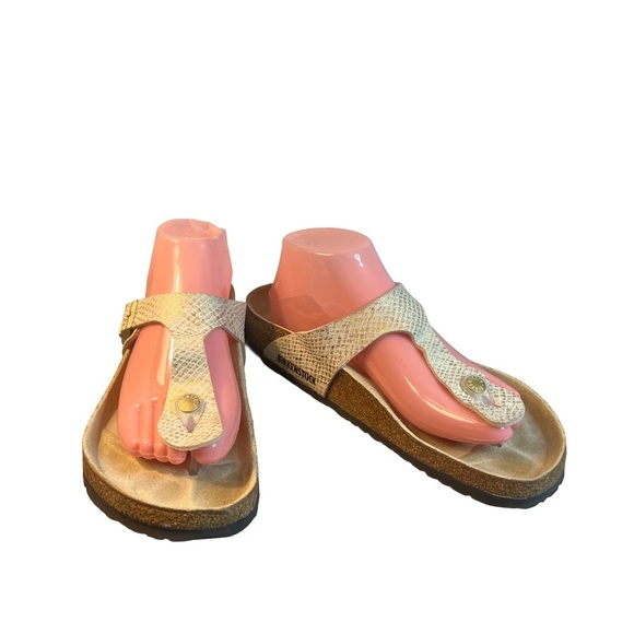 Birkenstock Beige Snake Print Sandals - Picture 4 of 5